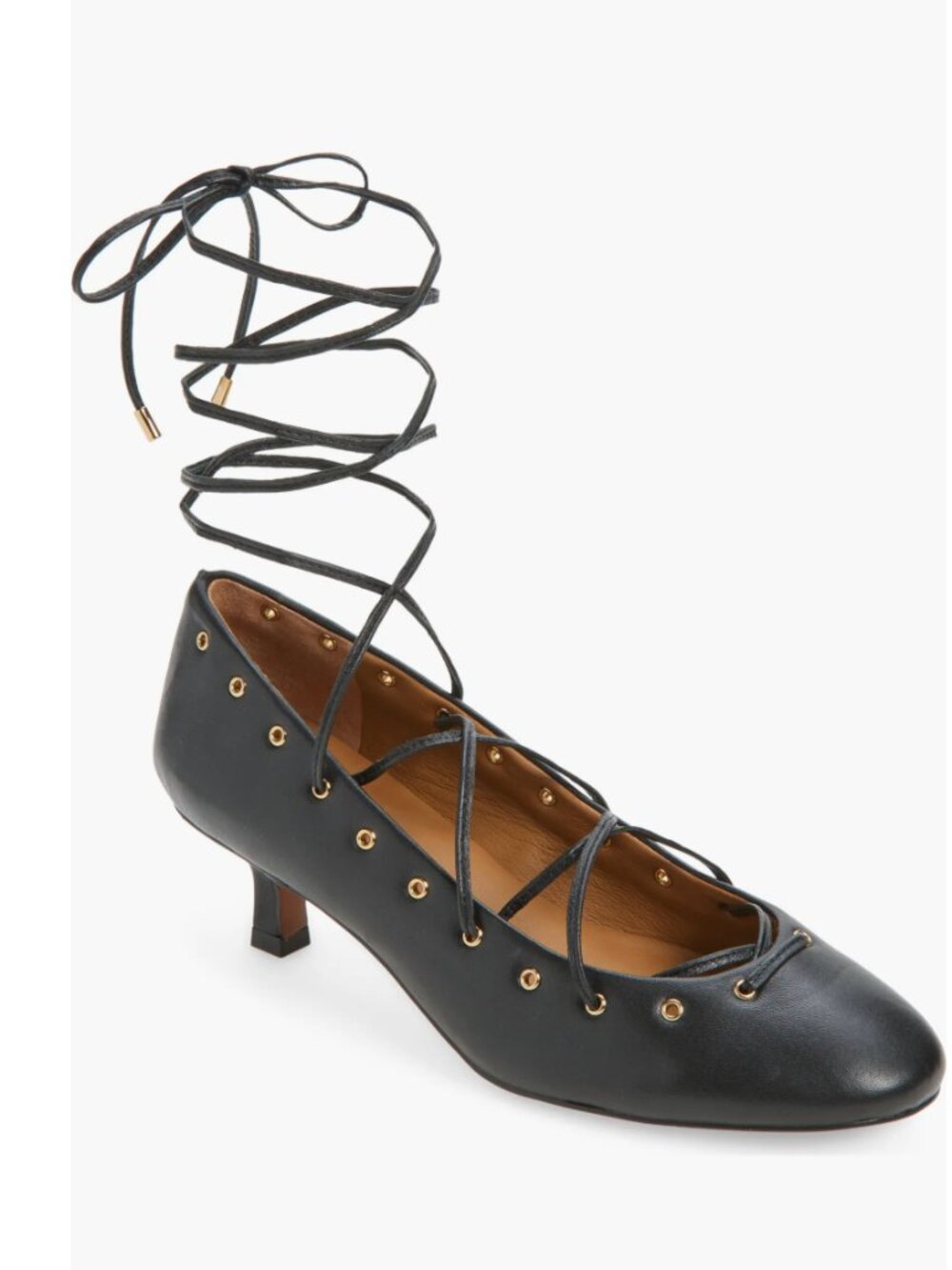 NEW Madewell The Remy Lace-Up Pump  8.5 M, TRUE BLACK Leather